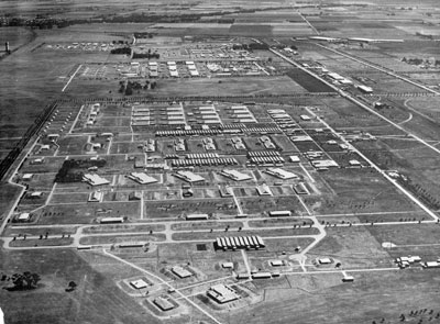 An aerial view of Salisbury Explosives Factory, looking to the south